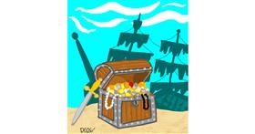 Drawing of Treasure chest by GreyhoundMama