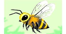 Drawing of Bumblebee by flowerpot