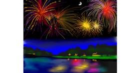 Drawing of Fireworks by Cec