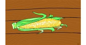 Drawing of Corn by flowerpot
