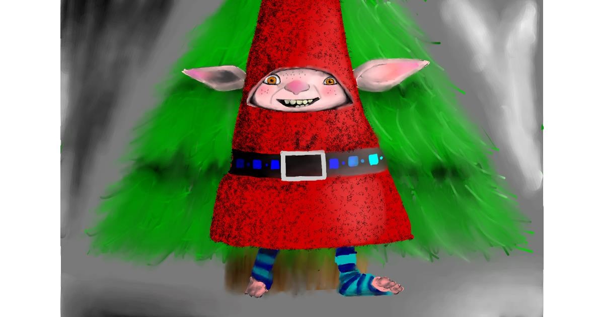 Drawing of Christmas elf by Wizard