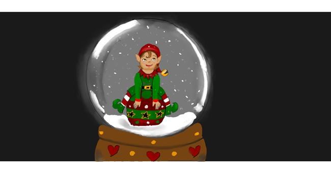 Drawing of Christmas elf by Mar