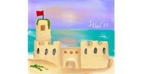 Drawing of Sand castle by Iris