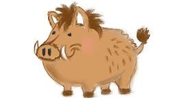 Drawing of Wild boar by InessA