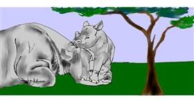 Drawing of Rhino by Kim