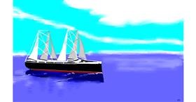 Drawing of Sailboat by flowerpot