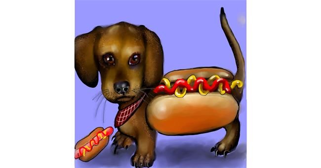 Drawing of Hotdog by Leah