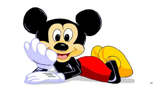 Drawing of Mickey Mouse by flowerpot