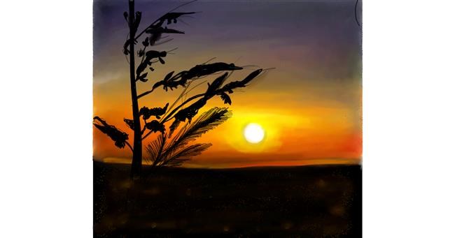 Sonnenuntergang-Zeichnung von Lou