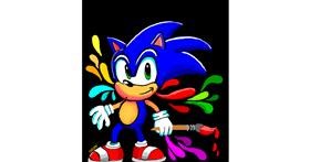 Drawing of Sonic the hedgehog by GreyhoundMama