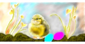 Drawing of Easter chick by Çhåching