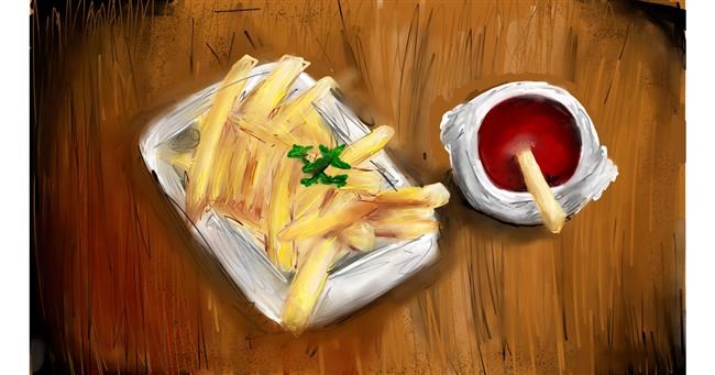 Drawing of French fries by Mia