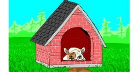 Hundehütte-Zeichnung von flowerpot