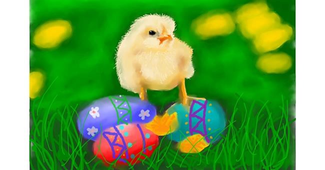 Drawing of Easter chick by Humo de copal