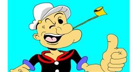 Drawing of Popeye by flowerpot