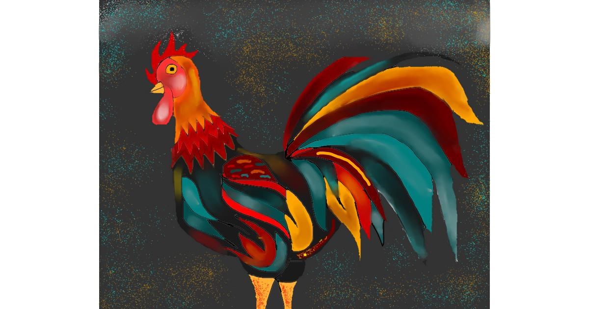 Drawing of Rooster by Freny