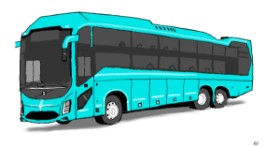 Drawing of Bus by Flowerpot