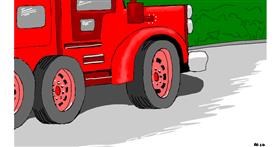 Drawing of Truck by Flowerpot
