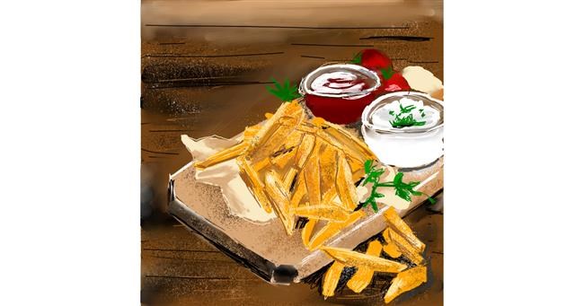 Drawing of French fries by Clar