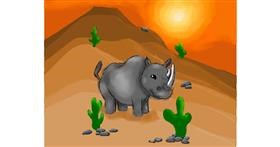 Drawing of Rhino by Luna