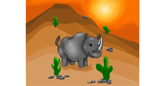 Drawing of Rhino by Luna