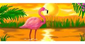 Drawing of flamingo by Debidolittle
