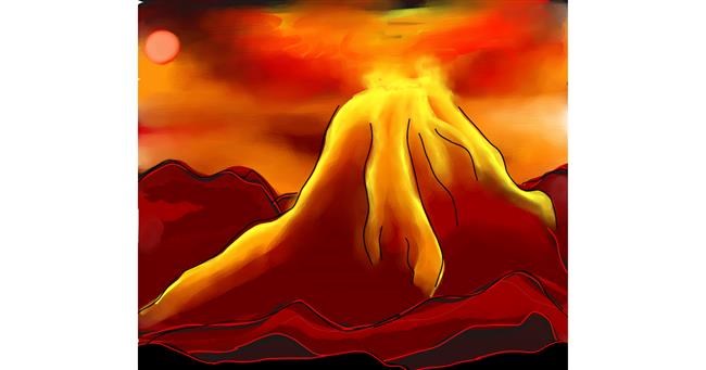 Drawing of Volcano by Snowy