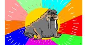 Drawing of Walrus by Flowerpot