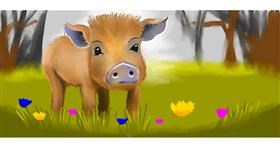 Drawing of Wild boar by Lyv