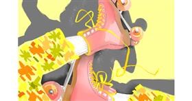 Drawing of Roller Skates by Moon