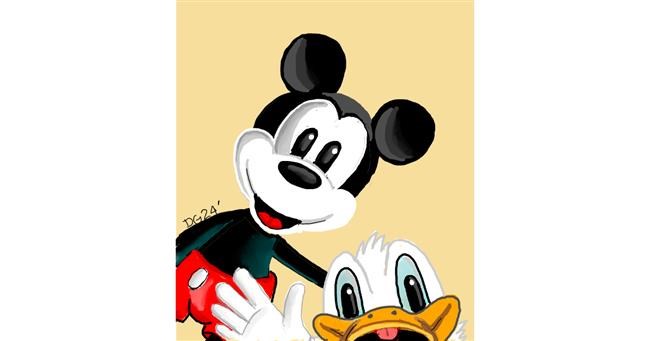 Drawing of Mickey Mouse by GreyhoundMama