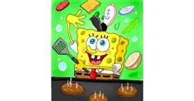 Drawing of Spongebob by GreyhoundMama