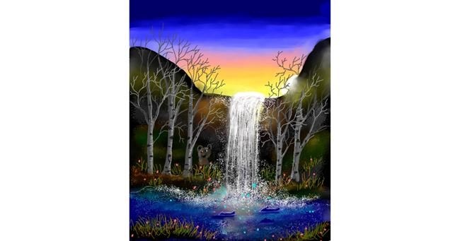 Drawing of Waterfall by Leah