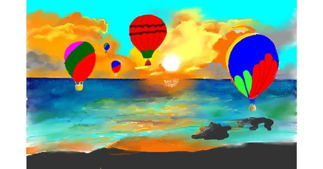 Drawing of Hot air balloon by GJP