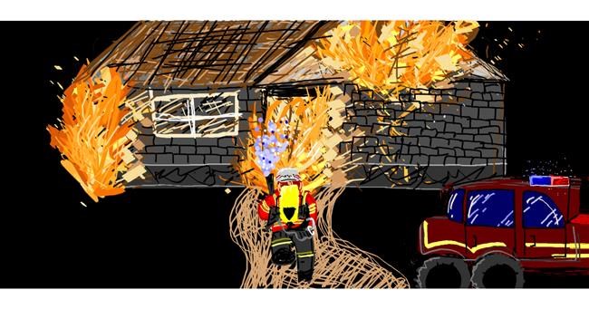 Drawing of Firefighter by DElfinis