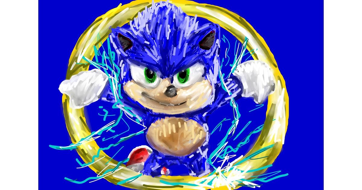 Drawing of Sonic the hedgehog by Soaring Sunshine