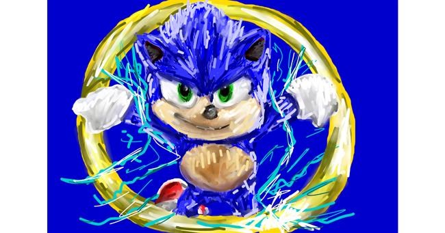 Drawing of Sonic the hedgehog by Mia