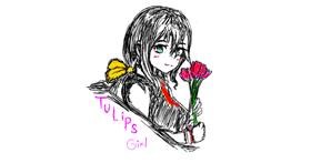 Drawing of Tulips by Feater