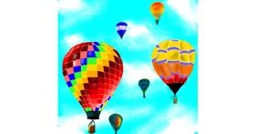 Drawing of Hot air balloon by irza
