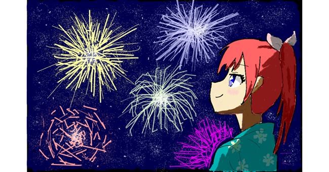 Drawing of Fireworks by Sam