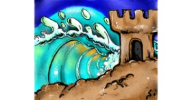Drawing of Sand castle by Audrey
