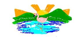 Drawing of Flamingo by Rosa
