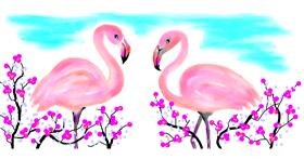 Drawing of Flamingo by DebbyLee