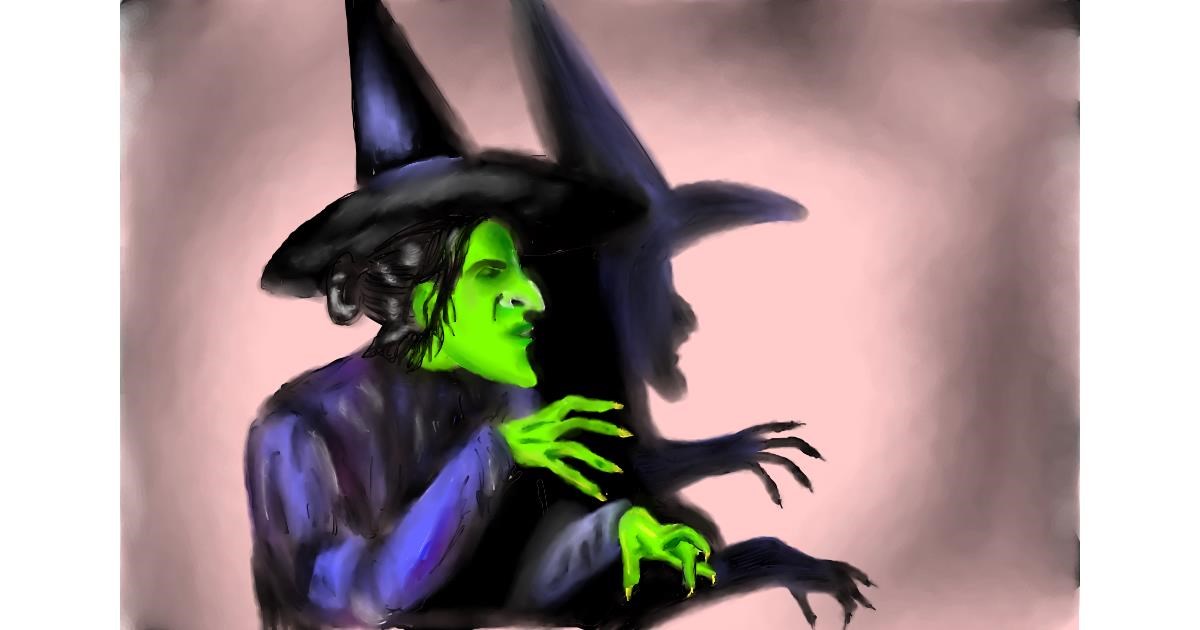 Drawing of Witch by Wizard