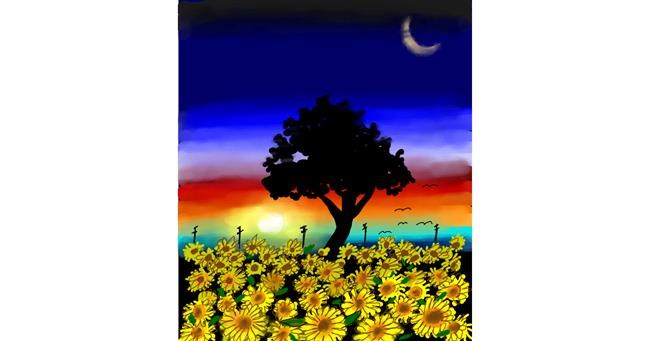 Sonnenblume-Zeichnung von Leah