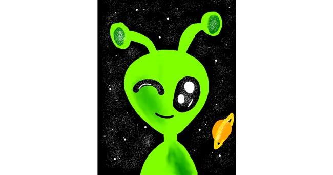 Drawing of Alien by Marta