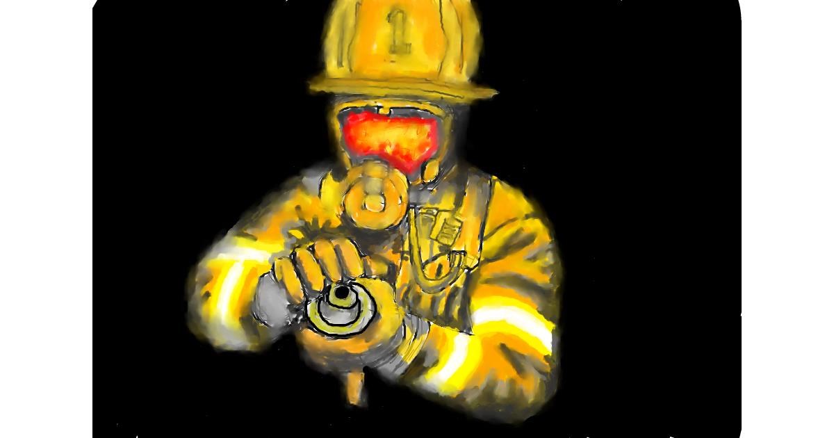 Drawing of Firefighter by Calaverita