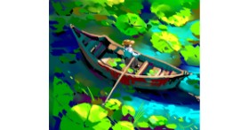 Drawing of Boat by Moon