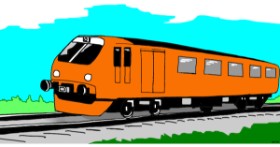 Drawing of Train by Swimmer