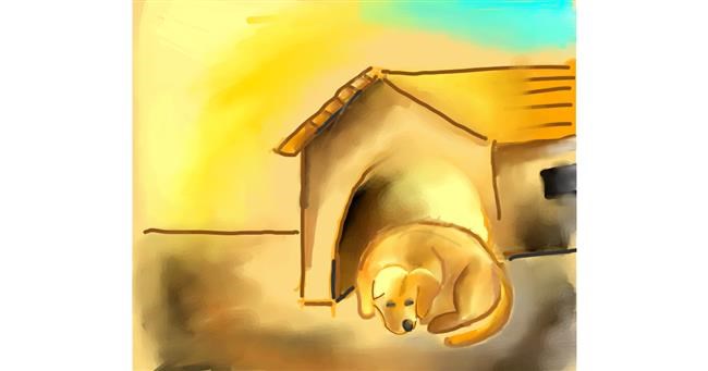 Drawing of Dog house by Alexa